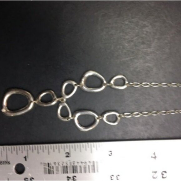 Avon SAQ Y Drop Necklace 17 In As Is Silver Rhinestone Organic Retro Vintage - Picture 5 of 7